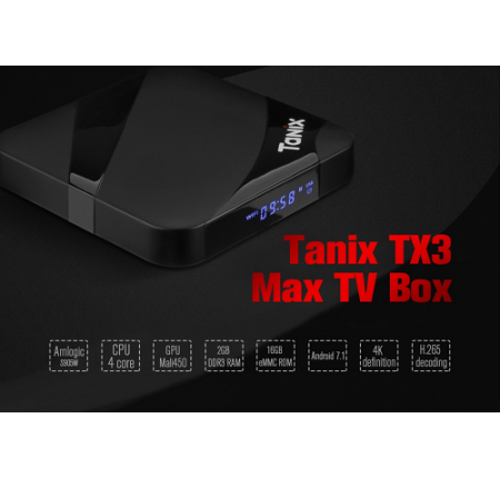 Smart Android TV Box Tanix Tx3 Max – Ram 2GB, Rom 16GB, Android 7.1.2, Bluetooth 4.0, Amlogic S905w