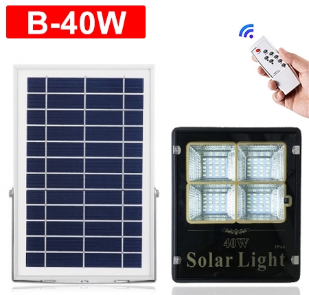 solar b-40w - bộ đèn pha sạc kèm tấm pin năng lượng mặt trời 