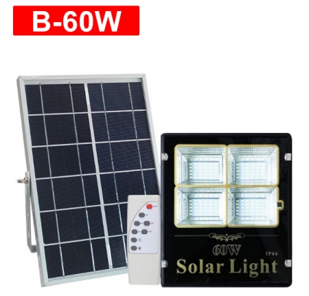 solar b-60w - bộ đèn pha sạc kèm tấm pin năng lượng mặt trời 